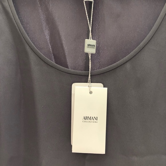 NWT Armani Collezioni gray/purple tank silk size zip sleeveless blouse top sz 8 - Picture 8 of 9
